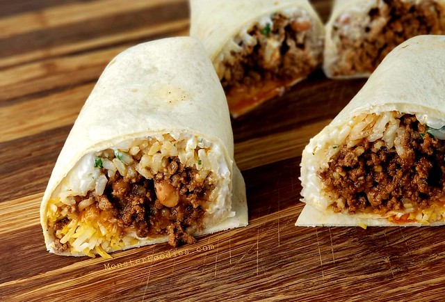 Beef, Rice, and Bean Burritos